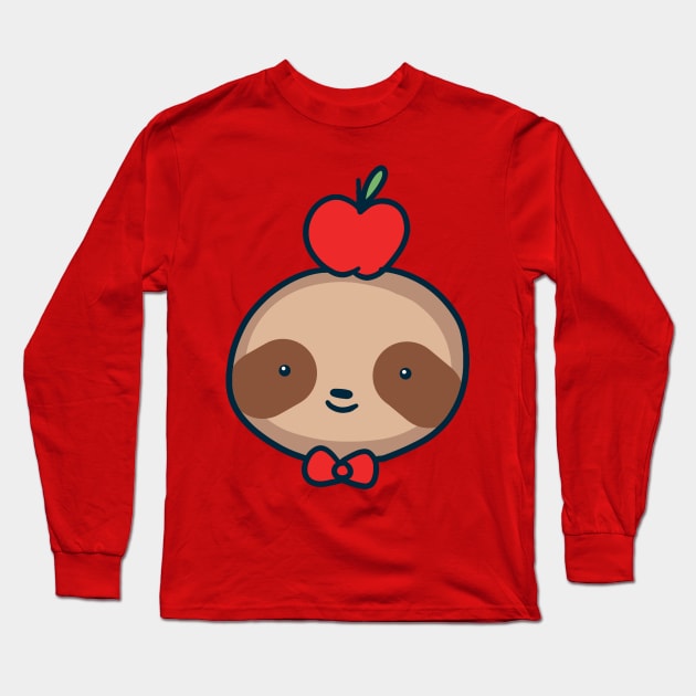 Bow Tie Sloth Face Long Sleeve T-Shirt by saradaboru